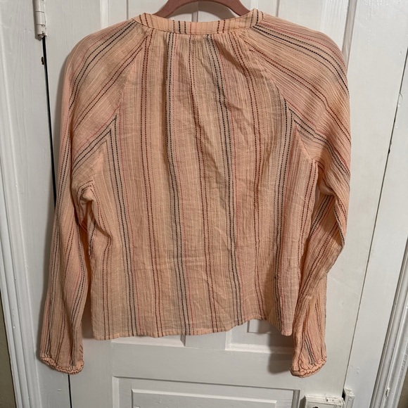 Evereve Pink Striped Button Down Shirt Blouse Cotton Medium - Picture 5 of 7